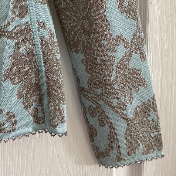 Sigrid Olsen Collection Aqua and Taupe Silk Blend Sweater Set - Size Medium - Picture 14 of 16